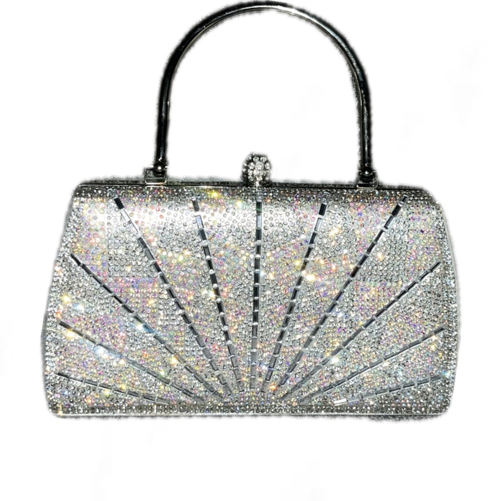 Silver Glitter Clutch Bag | Elegant Purse - Picture 1 of 2